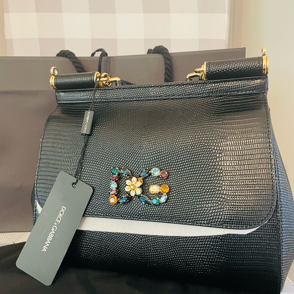 Dolce & Gabbana Black Borsa Mano Stamp bag New with tags